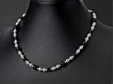Judith Ripka Black Agate & Cubic Zirconia Accents Rhodium Over Silver Verona Bead Necklace 0.15ctw
