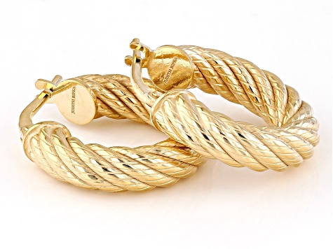 Judith Ripka 14k Gold Clad 3/4" South Hampton Texture Verona Hoop Earrings