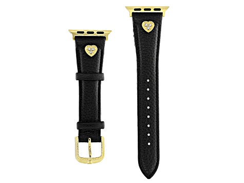 Judith Ripka Gold Tone Black Leather Smart Watch Romance Strap ...