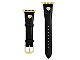 Judith Ripka Gold Tone Black Leather Smart Watch Romance Strap