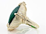 Judith Ripka Green Chalcedony Doublet and Bella Luce® Diamond Simulant 14k Gold Clad Eclipse Ring