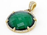 Judith Ripka Green Chalcedony Doublet & Cubic Zirconia 14k Gold Clad Eclipse Enhancer 1.70ctw