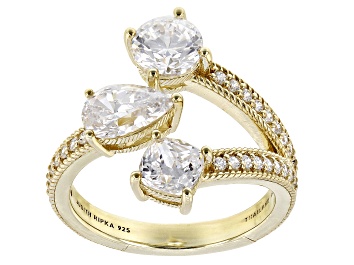 Picture of Judith Ripka Haute Collection Bella Luce® Diamond Simulant Triple Sparkler 14k Gold Clad Ring
