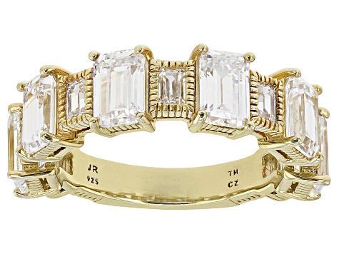 Judith Ripka Cubic Zirconia 14k Gold Clad Toujours Band Ring 6.94ctw