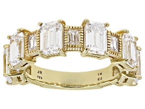 Judith Ripka Cubic Zirconia 14k Gold Clad Toujour Band Ring 6.94ctw