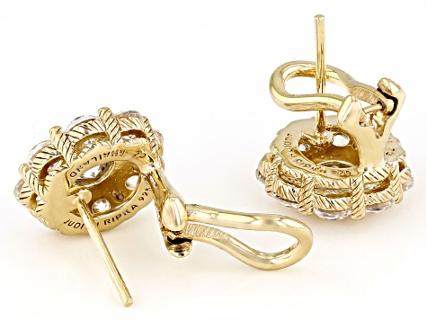 Judith Ripka Haute Collection Cubic Zirconia 14k Gold Clad Flower Stud Earrings 4.35ctw