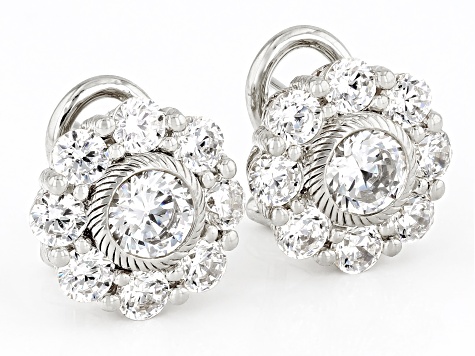 Judith Ripka Haute Collection Cubic Zirconia Rhodium Over Sterling Silver Flower Earrings 4.35ctw