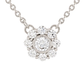 Judith Ripka Cubic Zirconia Haute Collection Rhodium Over Sterling Silver Flower Necklace 2.24ctw