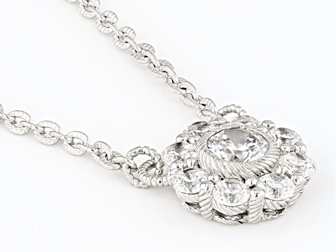 Judith Ripka Haute Collection Cubic Zirconia Rhodium Over Sterling Silver Flower Necklace 2.24ctw