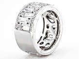 Judith Ripka Baguette & Round Cubic Zirconia Rhodium Over Silver Toujours Band Ring 8.05ctw