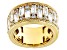 Judith Ripka Baguette and Round White Cubic Zirconia 14k Gold Clad Toujours Band Ring 8.05ctw