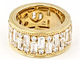 Judith Ripka Baguette and Round White Cubic Zirconia 14k Gold Clad Toujours Band Ring 8.05ctw