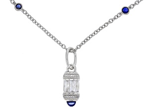 Judith Ripka 2.60ctw Lab Blue Sapphire & Bella Luce® Diamond Simulant Rhodium Over Silver Necklace