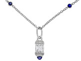 Judith Ripka Lab Blue Sapphire & Cubic Zirconia Rhodium Over Silver Necklace 2.60ctw