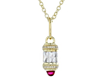Picture of Judith Ripka Lab Created Ruby & Cubic Zirconia 14k Gold Clad Necklace 1.90ctw