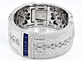 Judith Ripka Lab Sapphire & Cubic Zirconia Rhodium over Sterling Silver Estate Cuff 4.95ctw