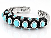 Judith Ripka Pave Black Spinel and Turquoise Rhodium Over Sterling Silver Aurora Bracelet 10.00ctw