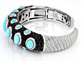 Judith Ripka Pave Black Spinel and Turquoise Rhodium Over Sterling Silver Aurora Bracelet 10.00ctw