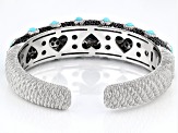 Judith Ripka Pave Black Spinel and Turquoise Rhodium Over Sterling Silver Aurora Bracelet 10.00ctw