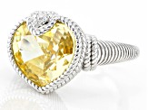 Judith Ripka Canary & White Cubic Zirconia Rhodium Over Sterling Silver Romance Ring 9.55ctw