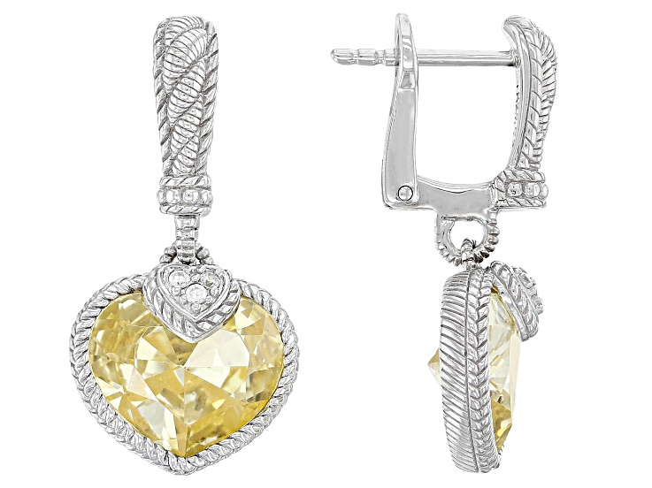 Judith Ripka Canary & White Cubic Zirconia Rhodium Over