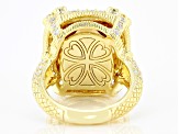 Judith Ripka Champagne Quartz and Cubic Zirconia 14k Gold Clad Monaco Ring 14.35ctw