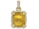 Judith Ripka Champagne Quartz and Cubic Zirconia 14k Gold Clad Monaco Enhancer 17.56ctw