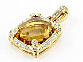 Judith Ripka Champagne Quartz and Cubic Zirconia 14k Gold Clad Monaco Enhancer 17.56ctw