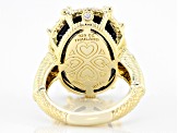 Judith Ripka Black Onyx and White Cubic Zirconia 14k Gold Clad Arielle Cage Ring 0.65ctw