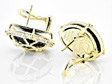 Judith Ripka Black Onyx With White Cubic Zirconia 14k Gold Clad Arielle Cage Earring 1.03ctw