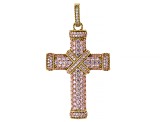 Judith Ripka Pink & White Cubic Zirconia 14k Gold Clad More Is More Cross Enhancer 5.57ctw