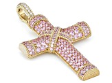 Judith Ripka Pink & White Cubic Zirconia 14k Gold Clad More Is More Cross Enhancer 5.57ctw