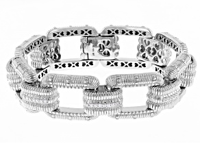 Judith Ripka 0.85ctw Bella Luce® Diamond Simulant Rhodium Over Silver Town & Country Link Bracelet