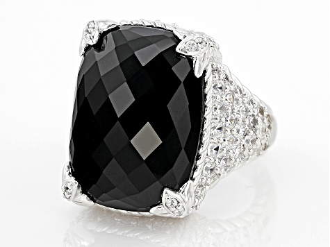 祝開店！大放出セール開催中 Judith Ripka Black Onyx and Cubic Zirconia Rhodium Over シルバー