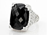 Judith Ripka Black Onyx and Cubic Zirconia Rhodium Over Silver Monaco Ring 18.37ctw