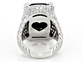 Judith Ripka Black Onyx and Cubic Zirconia Rhodium Over Silver Monaco Ring 18.37ctw