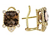 Judith Ripka Smoky Quartz With Cubic Zirconia 14k Gold Clad Earrings 6.70ctw