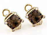 Judith Ripka Smoky Quartz With Cubic Zirconia 14k Gold Clad Earrings 6.70ctw