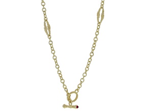 Judith Ripka Lab Created Ruby 14k Gold Clad Classic Link Chain With Loop 0.27ctw