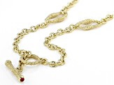Judith Ripka Lab Created Ruby 14k Gold Clad Classic Link 18" Chain With Loop 0.27ctw