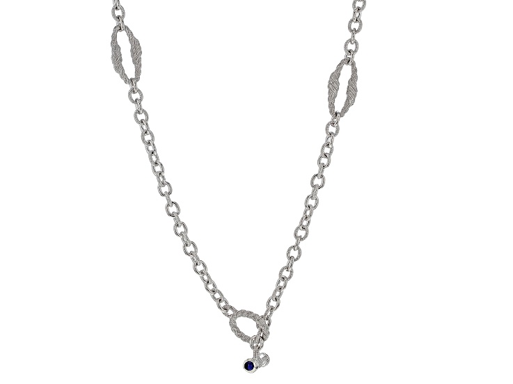 Judith Ripka Lab Sapphire Rhodium Over Sterling Silver