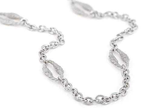 Judith Ripka Lab Sapphire Rhodium Over Sterling Silver Classic Link 18" Chain With Loop 0.27ctw