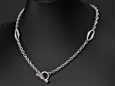 Judith Ripka Lab Sapphire Rhodium Over Sterling Silver Classic Link Chain With Loop 0.27ctw