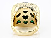 Judith Ripka Square Cushion Green Agate 14k Gold Clad Verona Cocktail Ring