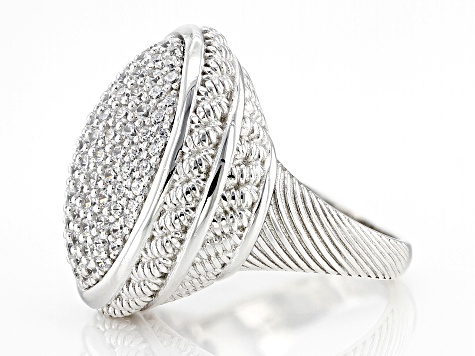 1.90ctw Oval Bella Luce® Diamond Simulant Rhodium Over Silver Pave Verona Ring