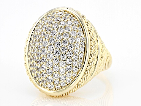 Judith Ripka Cubic Zirconia 14k Gold Oval Pave Verona Ring 1.90ctw