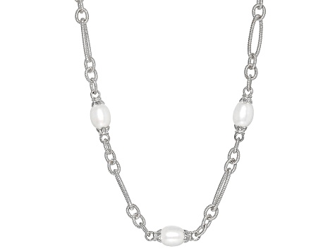 Judith Ripka Cultured Freshwater Pearl & Cubic Zirconia Rhodium Over ...