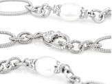 Judith Ripka Cultured Freshwater Pearl & Cubic Zirconia Rhodium Over Silver Colette Necklace 0.16ctw