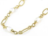 9-10mm White Cultured Freshwater Pearl 14k Gold Clad Colette Station Necklace