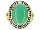 Judith Ripka Chrysoprase, Peridot & Cubic Zirconia Accent 14k Gold Clad Penelope Ring 1.33ctw